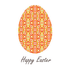 Colorful single easter egg with beautiful  color abstract pattern. Isolated on white background - graphic illustration.