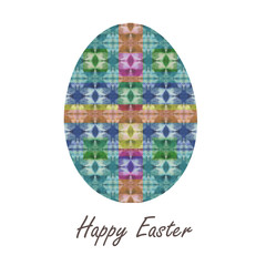 Colorful single easter egg with beautiful  color abstract pattern. Isolated on white background - graphic illustration.