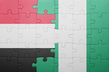 puzzle with the national flag of yemen and nigeria