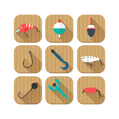 Set of fishing icons for mobile apps, website