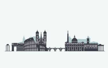 Obraz premium Sylwetka panoramę Rzymu