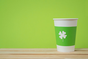 take away cup with shamrock