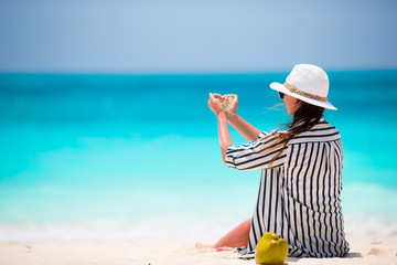 Young beautiful woman on beach vacation