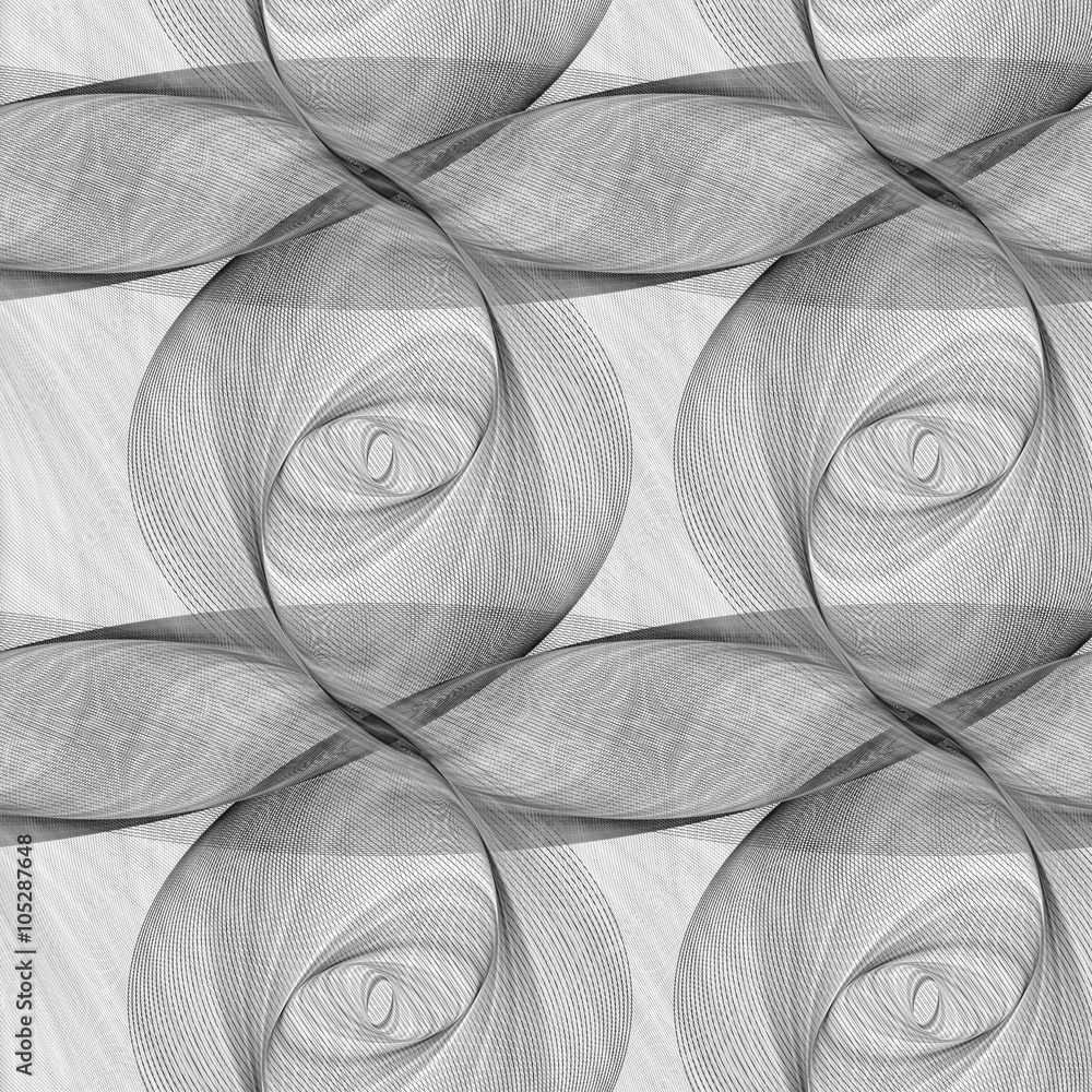 Poster repeating monochrome ellipse fractal pattern