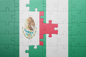 puzzle with the national flag of mexico and nigeria