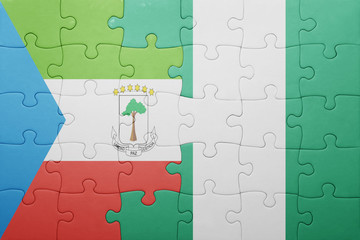 puzzle with the national flag of equatorial guinea and nigeria