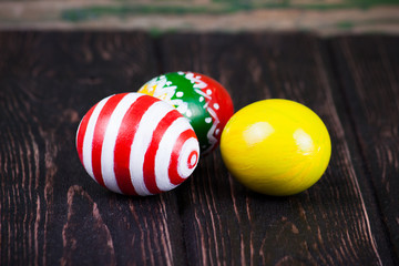 Easter eggs on wood