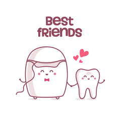 Tooth, toothpaste, dental floss, toothbrush