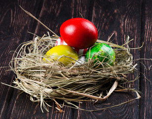 Easter eggs in the nest