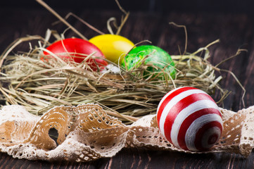 Easter eggs in the nest