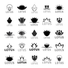 Lotus Icons Set - Isolated On White Background - Vector illustration, Graphic Design. For Web, Websites, Print, Presentation Templates, Mobile Applications And Promotional Materials