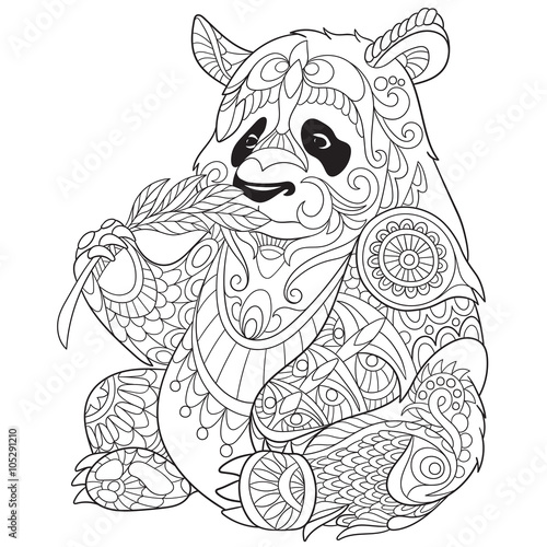 "Zentangle stylized cartoon panda isolated on white by=serie