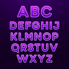 Neon Light Alphabet Font. Vector illustration