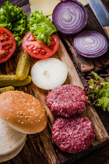 Homemade burgers ingredients