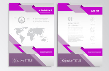 Vector brochure template. A4 format layout. Home page and more. Infographics, headers, stylish appearance