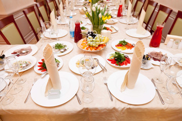 Served table in restaurant