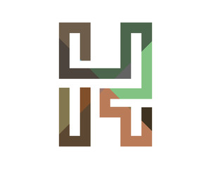H colorful line letter logo