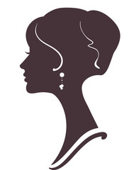 Beautiful girl  silhouette with stylish hairstyle