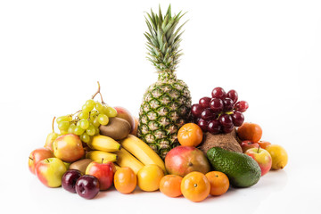 Naklejka na ściany i meble Fruits background.Healthy eating. exotic fruits isolated on whi