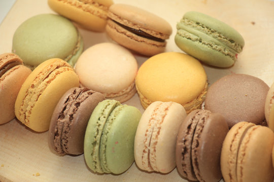 Macarons in pastel colors