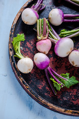 Spring fresh young purple turnip