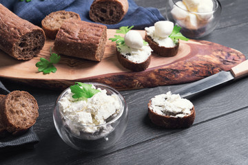 Small sandwiches canape bagget rye bread