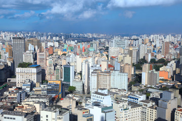 Fototapeta na wymiar Downtown Sao Paulo aerial view