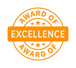 Award or seal of excellence badge, label or stamp