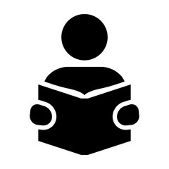 Reading or learning with book flat icon for education apps and websites - obrazy, fototapety, plakaty