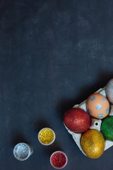 Colorful Easter eggs, happy easter