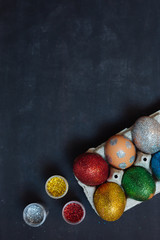Colorful Easter eggs, happy easter