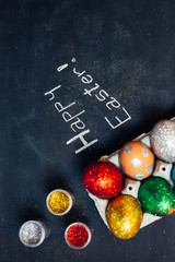 Colorful Easter eggs, happy easter