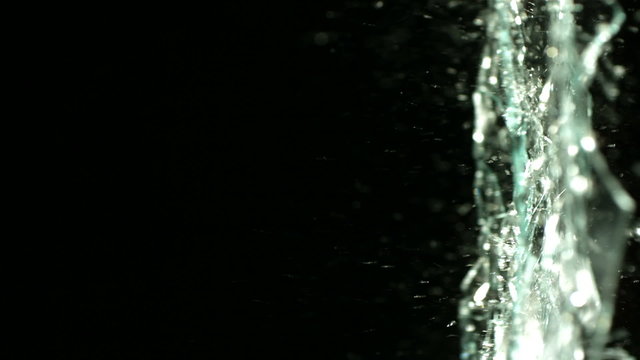 Glass shattering, slow motion