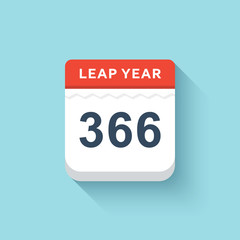 Calendar style flat leap year of 366 days . Flat Calendar Design 2016 Icon calendar. Calendar a long shadow . Volume Calendar. Calendar minimalism . Isolated calendar blue background .