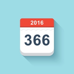 Calendar style flat leap year of 366 days . Flat Calendar Design 2016 Icon calendar. Calendar a long shadow . Volume Calendar. Calendar minimalism . Isolated calendar blue background .