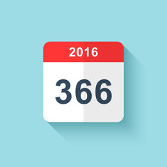 Calendar style flat leap year of 366 days . Flat Calendar Design 2016 Icon calendar. Calendar a long shadow . Volume Calendar. Calendar minimalism . Isolated calendar blue background .