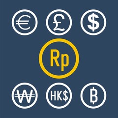 rupiah and currency vector icons set 