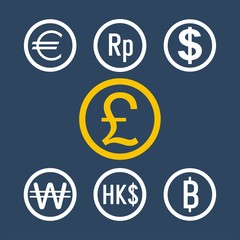 lira and currency vector icons set 