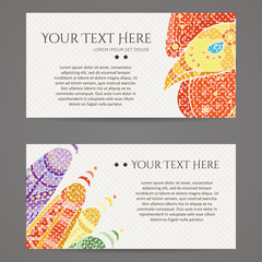 Set of vector design templates. Brochures in random colorful style. Zentangle designs. 