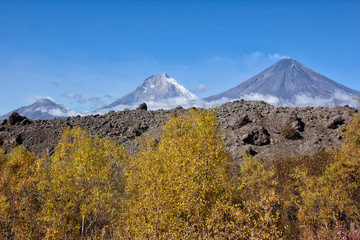 The volcano of Klyuchevskaya Hill (4800 m) is the highest active volcano of Eurasia.
