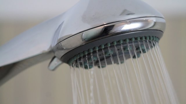 Shower head while running water