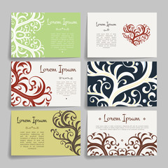 Set of vector design templates. Business card with floral ornament. Vintage style.
