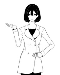 紹介する女性 / コート