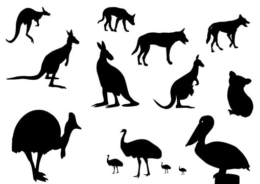 Australian animals silhouette