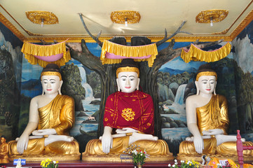 Buddha statues of Shwe Maw Daw Pagoda, Yangon,Myanmar.