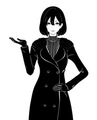 紹介する女性 / 冬コート