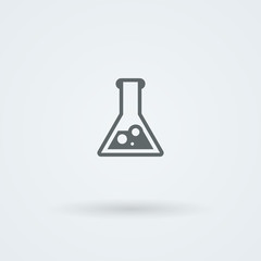 The flask with the boiling liquid. Science and laboratory icon, mono vector symbol.
