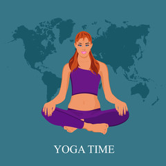 Vector illustration of Yoga poses, woman, Pilates, app,banner 