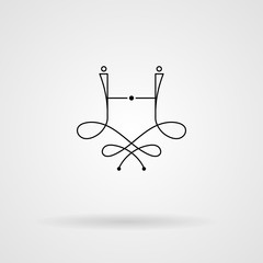 Orante lined letter inscribed in Art Nouveau style. Calligraphic signature.