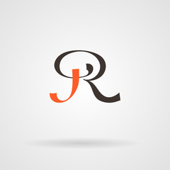 Vector calligraphic monogram. Letters in the minimalist style.